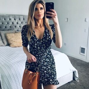 Veronica Beard Floral V-Neck Dress